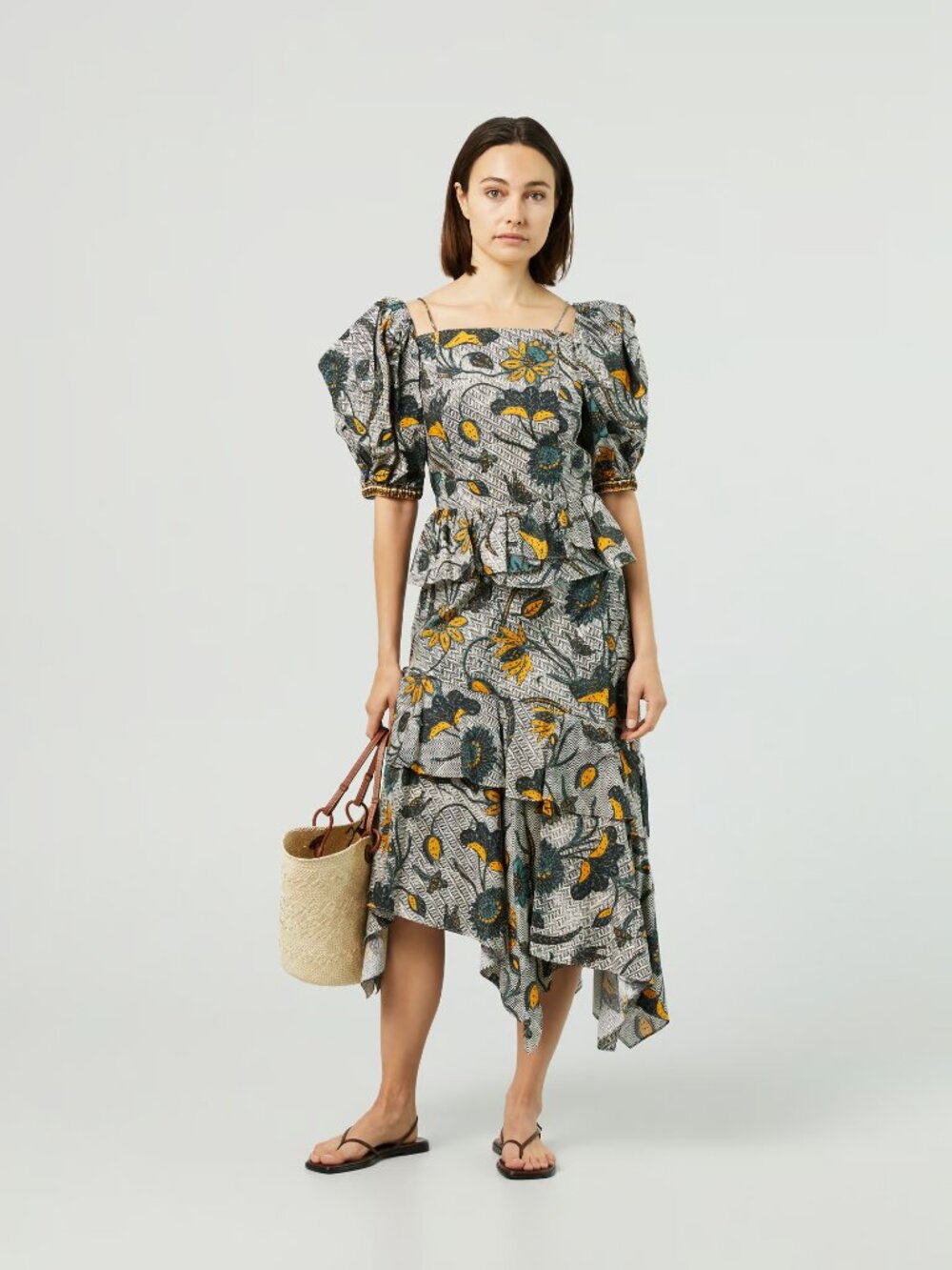 Ulla Johnson MARIE Midi Dress Tie Back Ruffle Tiered Floral Handkerchief Maxi - Picture 11 of 15